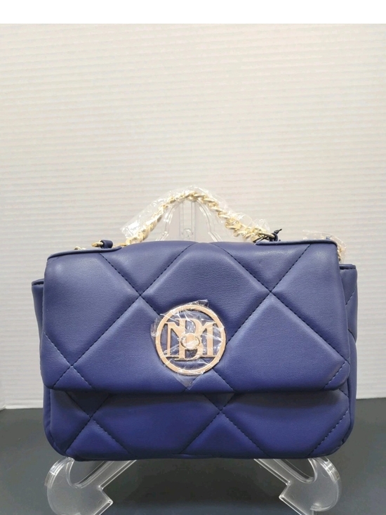 Badgley Mischka Handbags - Badgley Mischka Periwinkle Quilted Crossbody Bag with Gold Logo & Chain New!